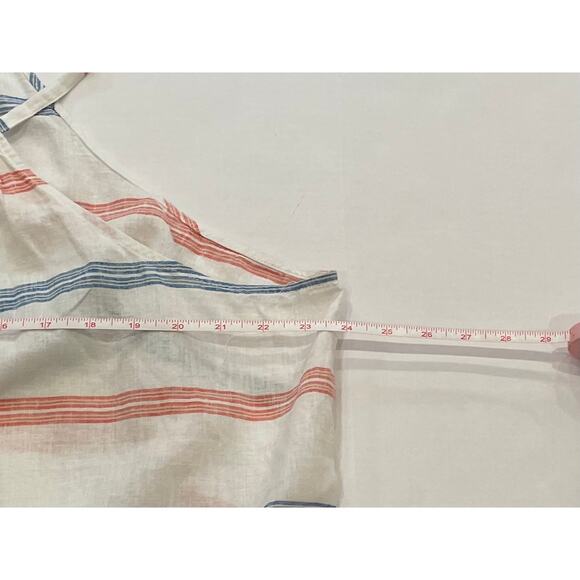 Old Navy Linen/Cotton Blend Sleeveless Tie Front Tank Top, Red Blue Stripe XXL - Picture 9 of 10